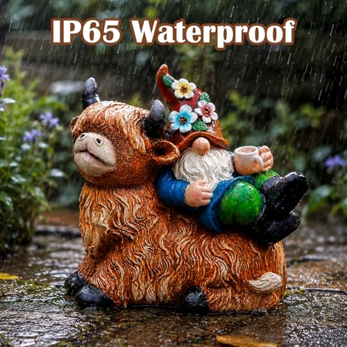 Garden Gnomes Decor Outdoor Statues (Highland Cow-M)