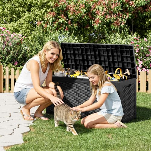 75 Gallon Outdoor Storage Box Waterproof Deck Box for Patio (Black / 75 Gallon)