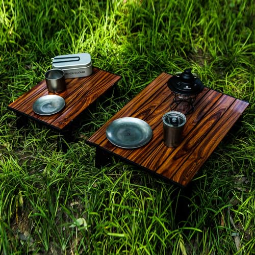 Portable Beach Table Aluminum Ultralight Folding Camping Table (Small / Classic / Wood Grain)