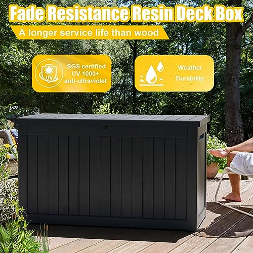 Deck Box 280 Gallon Large Outdoor Storage Box (Black / 280 Gallon)