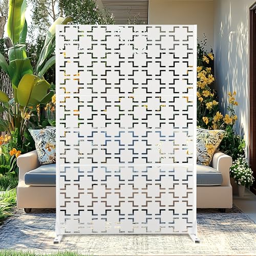 72" H Metal Balcony Privacy Screen (72" H×47" W / White Square Pattern)