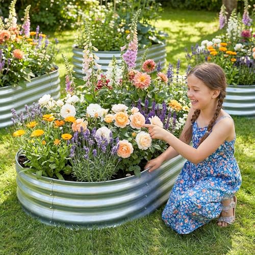 2 Pack 4×2×1ft Galvanized Raised Garden Bed Outdoor (4×2×1ft(2pcs） / 1-silver)