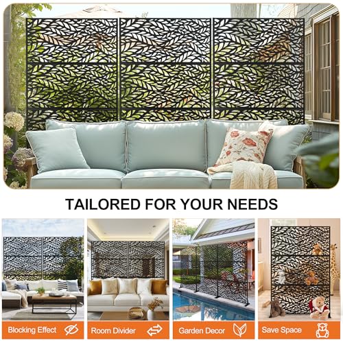 Metal Outdoor Privacy Screen (71"H×47"W / Black Spring)