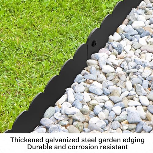 Steel Landscape Edging 20FT Kit (Black-Wavy Top / Pack of 6 ( 40 x 8 Inch ))