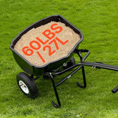 Walk Behind Spreader 60 lbs Capacity Push Broadcast Spreader Black (60LB / Black)