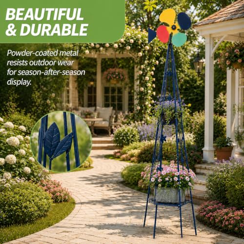6FT Windmill for Yard Garden Decoration (Dark Blue)