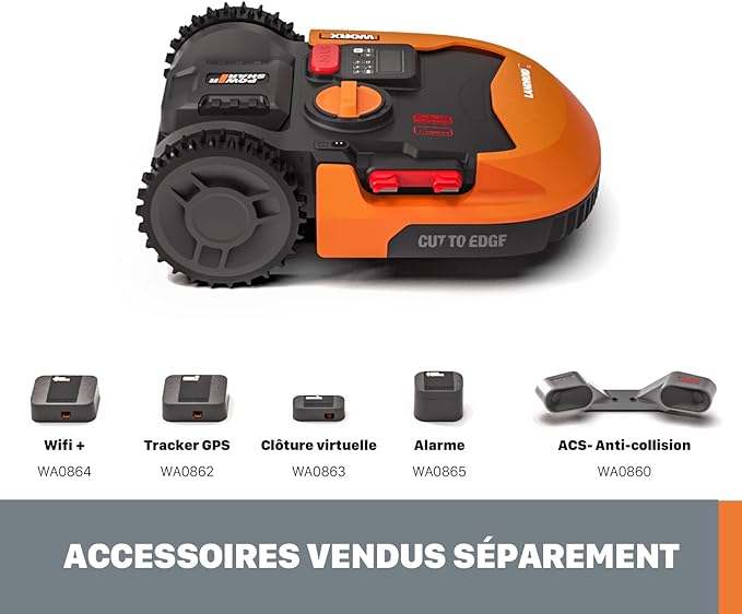 WORX Landroid L WR155E Robotic Lawnmower for Large Gardens/Self-Propelled Lawnmower for Clean Lawn Cutting in No Time at All, Orange, 2000 m2