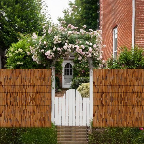 Reed Fencing Rolls 2 Pcs Natural Bamboo Fence 3.3FT X 16.4FT Privacy Screen Curtains Fence for Balcony Patio Garden Backyard Shades Outdoor (2 PACK 3.3FTx16.4FT-Brown)