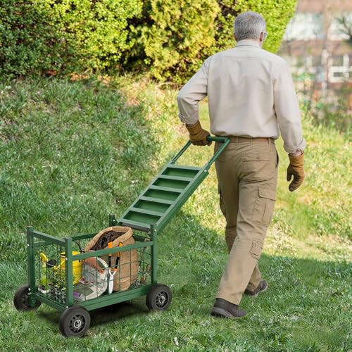 Extra Large Garden Cart with Seat (Green / Extra Large)