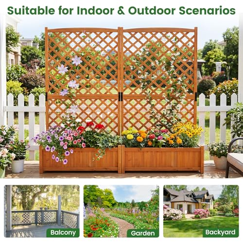 2 Pcs Raised Garden Bed with Trellis (Orange / 36"Lx18"Wx71"H)