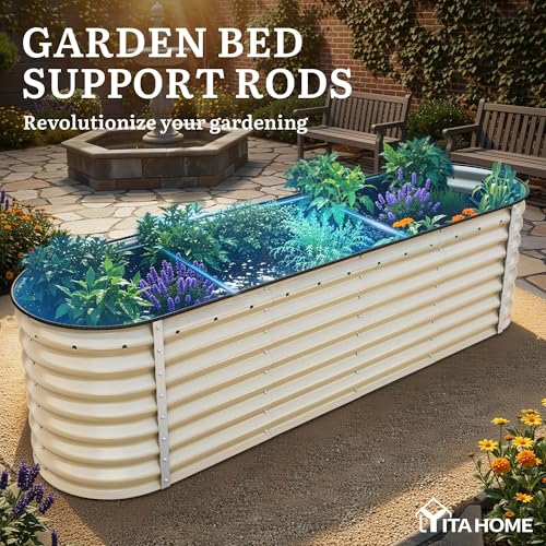 8x2x2ft Galvanized Oval Raised Garden Bed (8x2x2ft / Cream Yellow)