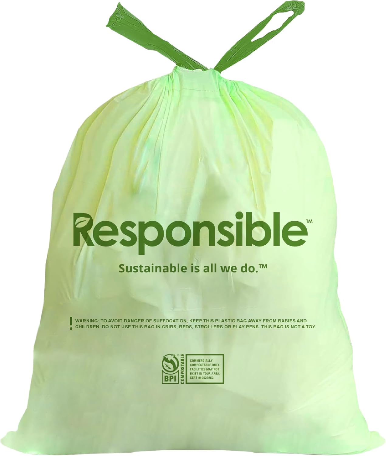 Kitchen Bin Liners, Certified Compostable, Heavy Duty Multipurpose Food Scrap Bags, Made from Compostable Materials (13 Gallon Drawstring, 13 Gallon (100 Count))