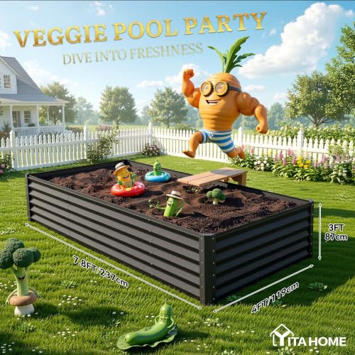 8x4x3ft Large Raised Garden Bed Kit (Black / 8x4x3ft)