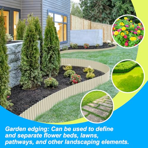 Corrugated Metal Garden Edging 6" x 20Ft (Cream yellow)