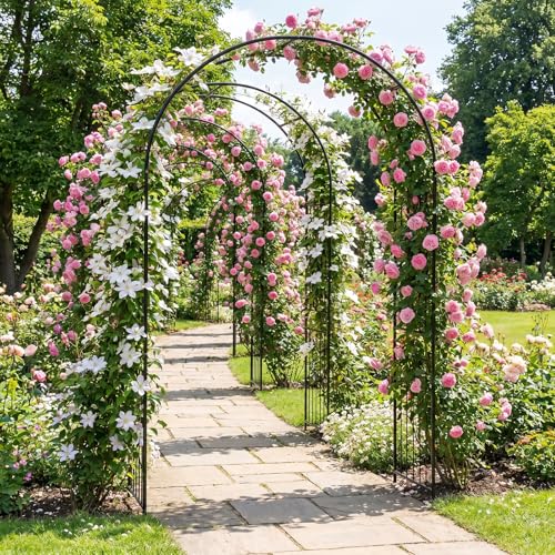 87" Metal Garden Arbor Arch Trellis for Climbing Plants Vines (42"W x 87"H)