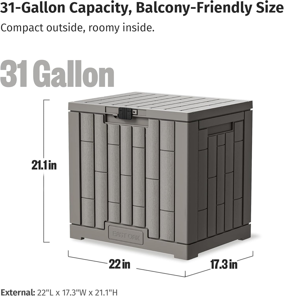 Outdoor Storage Box (Ash Grey / 31 Gallon)
