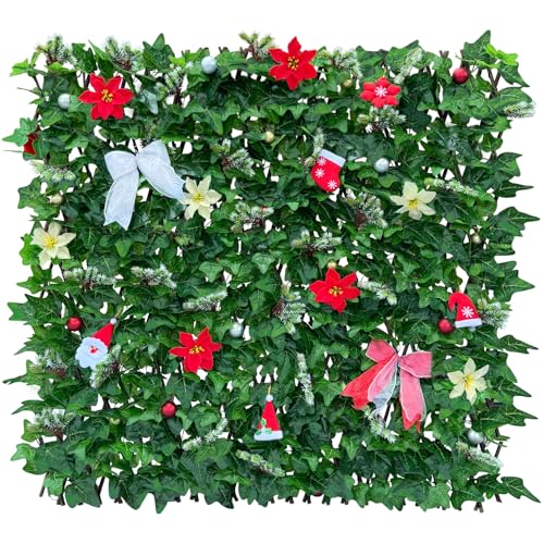 Expandable Fence Privacy Screen for Balcony Patio Outdoor (Christmas-Ivy)