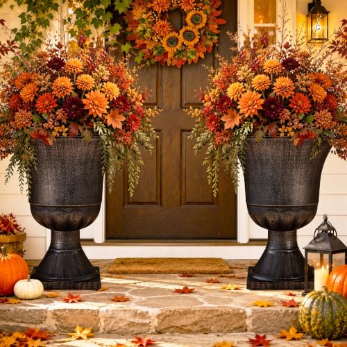 22" Tall Urn Planters Set of 2 Large Flower Pots (22"-antique Bronze)