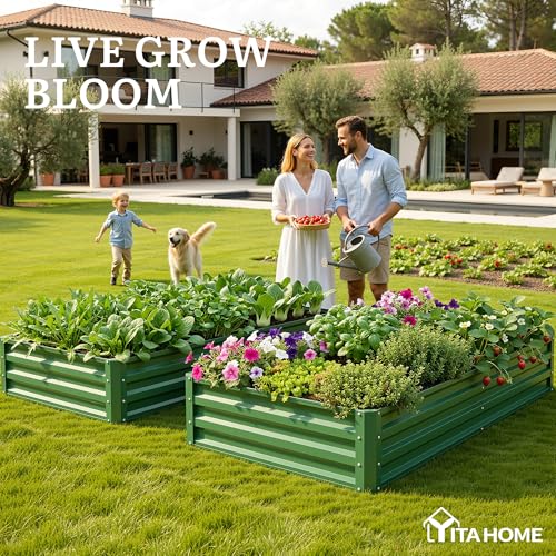 2pcs 6x3x1ft Galvanized Raised Garden Bed (6x3x1ft 2pcs / Green)