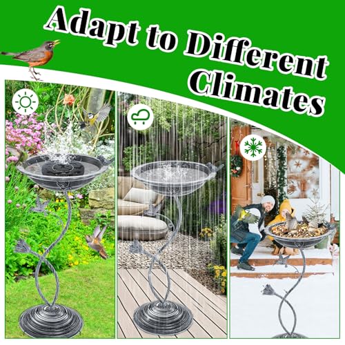 Bird Bath Garden for Outside (Vintage Silver - Hummingbird)
