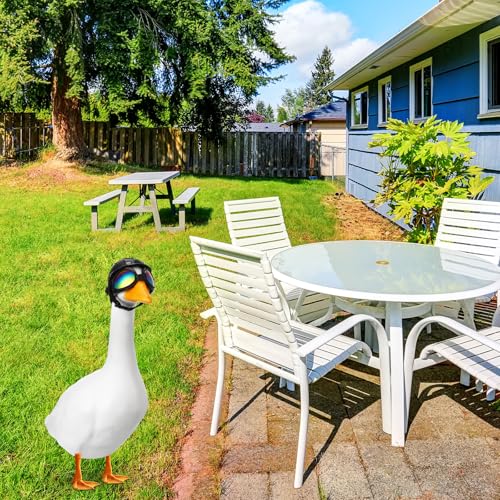 2 Pcs Helmet and Goggles Porch Goose Outfits Motorcycle Helmet Sunglasses for Plastic 23" Lawn Goose Statue Clothes Decoration Party Patio Yard Art (2 Count)