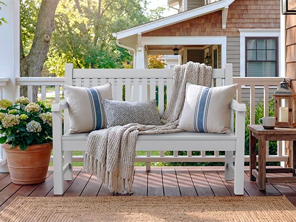 2 Person Outdoor Bench with 700 Lbs Weight Capacity (White)