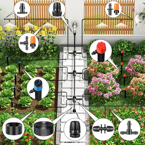 260FT Drip Irrigation System Kit (260 FT (40FT Main tube + 220FT Distribution tube))