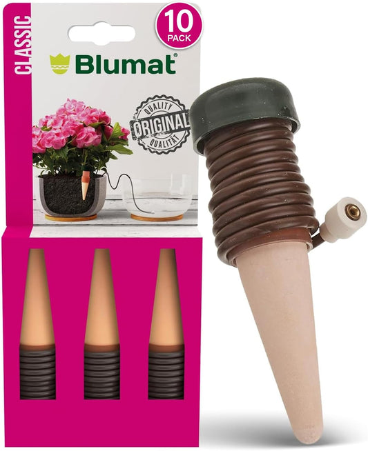 Blumat Classic Plant Watering Stakes - Self-Watering Insert for Indoor and Outdoor Plants - Automatic Slow Release Irrigation System for Potted Plants - Houseplant Care Device (10 Pack)