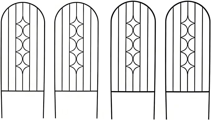 4 Pack Arched Metal Garden Trellis for Climbing Plants 45" H x 15.9" W, Rustproof Iron Trellis with Decorative Scrollwork, Perfect for Roses, Vines, and Flower Beds