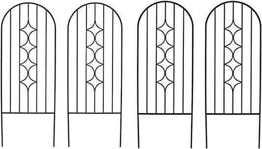 4 Pack Arched Metal Garden Trellis for Climbing Plants 45" H x 15.9" W, Rustproof Iron Trellis with Decorative Scrollwork, Perfect for Roses, Vines, and Flower Beds