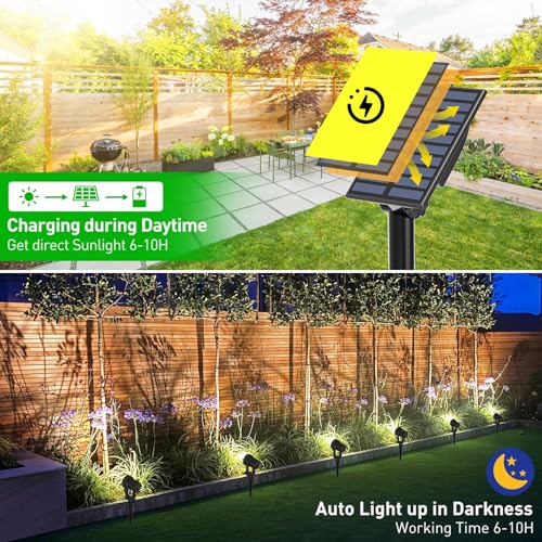 Christmas Solar Spot Lights Outdoor White 6000K for Flag Yard Garden Driveway Pathway Garage Halloween