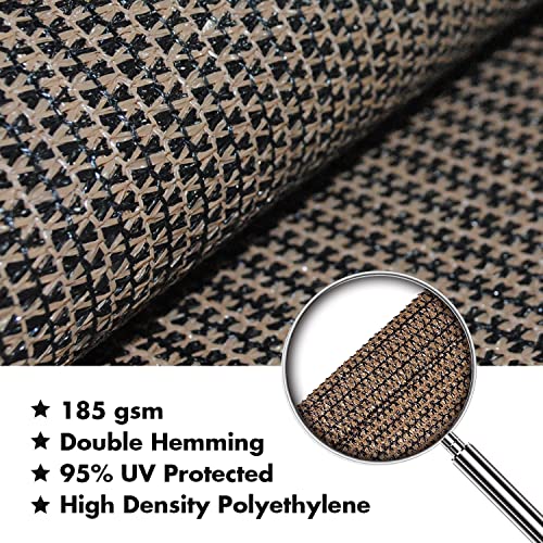 6'X14' Sun Shade Sail Brown Curved Rectangle Customizable (Brown / 6'X14' custom)