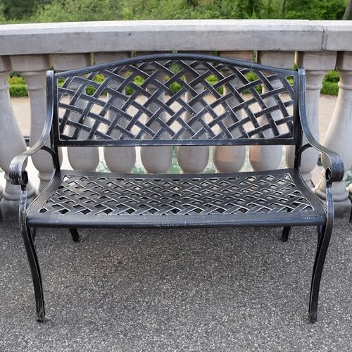 Outdoor Aluminum Modern Patio Bench Loveseat (Grey)