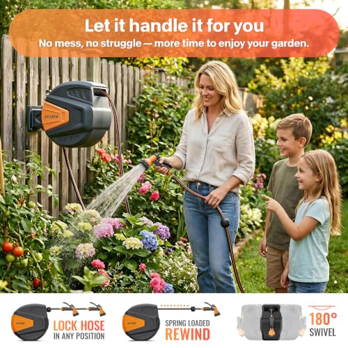 Retractable Rubber Hybrid Garden Hose Reel