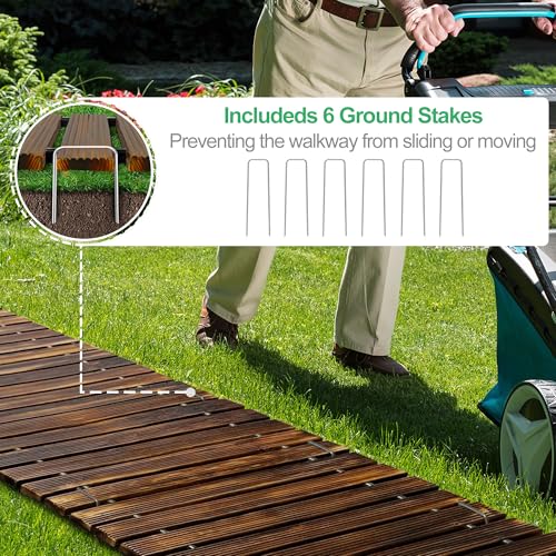 7' Wooden Garden Pathway (7ft (L) x 22in (W) / Brown-curved)