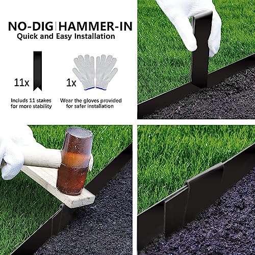 Garden 6 Pack 4.5" H. Galvanized Steel Landscape Edging w (6-Pack 4.5"x40" / Black)