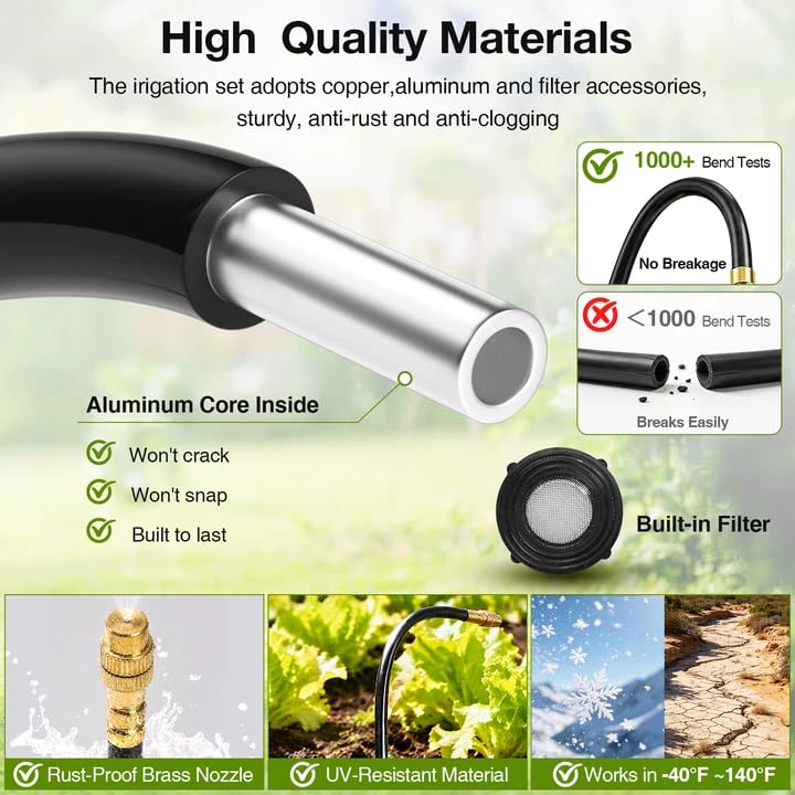 100FT Drip Irrigation System with 360° Adjustable Copper Nozzles (100FT)