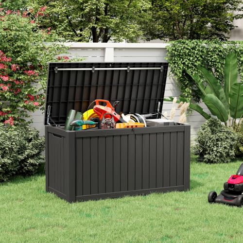 180 Gallon Outdoor Storage Box Waterproof Deck Box for Patio (Black / 180 Gallon)