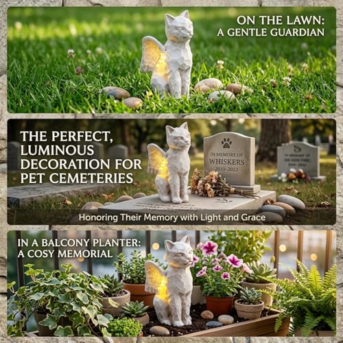 Solar Angel Cat with LED Lights (Cat With Wings / 1-piece)