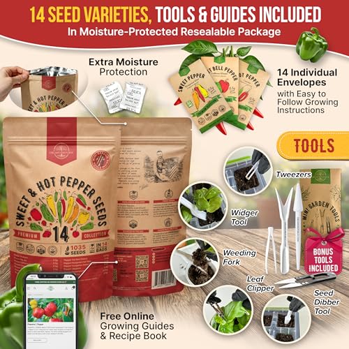 14 Sweet & Hot Peppers Seeds Variety Pack
