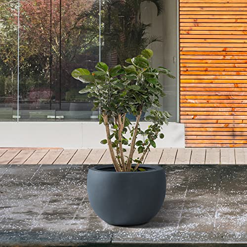 Small Round Bowl Charcoal Concrete Planter 11.8" Dia (Charcoal / 11.8" d)