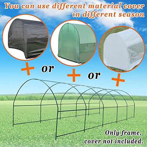 Greenhouse Replacement Frame for Outdoor Larger Hot Garden House Support Arch Frame Climbing Plants Flower Vegetables 24.6'X10' X 7' (24.6' X 10' X 7' / Frame)