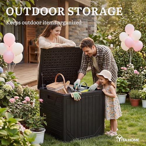 150 Gallon Large Outdoor Storage Box w (Dark Black / 150 Gallon)