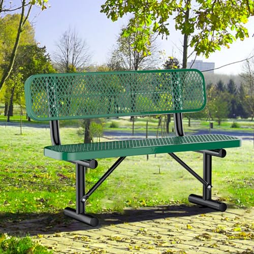 4 Feet Heavy Duty Park Bench with Back Portable Frame (Green / 4FT)