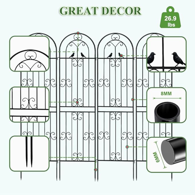 Metal Garden Trellis, 86.7" H x 19.7" W Black Coated Wire Lattice Panel, Sturdy Plant Support for Climbing Roses Vines Cucumbers Vegetables Outdoor Patio Yard (4 Packs)