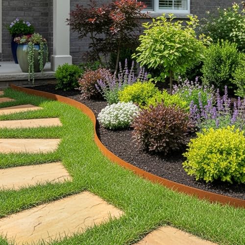 Garden 10 Pack 4.5"x40" Metal Landscape Edging 33' Landscaping Border (Powder-Coated Rust)
