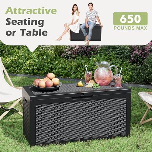 80 Gallon Outdoor Storage Box Waterproof Deck Box for Patio (Black / 80 Gallon)