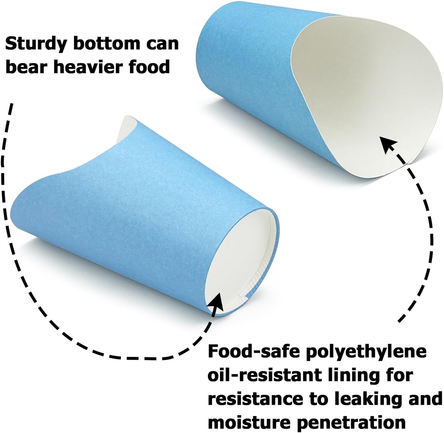 CAMKYDE 50 Pcs French Fries Holder, 12oz Disposable Paper French Fry Cups Charcuterie Cups for all Occasions (12oz, Blue)