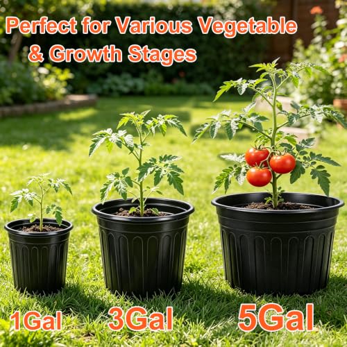 50 Pack 5 Gallon Black Flexible Flower Plant Nursery Pots (5 gallon / 50P)