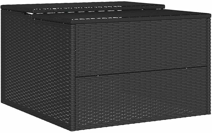vidaXL Robot Mower Garage, Outdoor Lawn Mower Storage, Garden Storage Small Shed for Lawn Mower, Robot Mower Carport, Lawn Mower Shelter, Black Poly Rattan